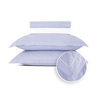 Pure Cotton 4-Piece Bed Linen for 2-100% Cotton Percale - 200 Thread Count 122 g/m², Oeko-Tex - 1 Flat Sheet 240 x 300 cm, Fitted Sheet 180 x 200 x 30 cm, 2 Pillowcases 63 x 63 cm - Horizon - Light