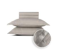 Pure Cotton 4-Piece Bed Linen Set for 2 People, 100% Cotton Satin, 200 Thread Count, 120 g/m², Oeko-Tex, Flat Sheet 230 x 270 cm, Fitted Sheet 150 x 200 x 30 cm, 2 Pillowcases 50 x 80 cm, Dobby Taupe