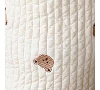 Pure Cotton Baby Bottle Storage Bag Bucket Shape Diaper Caddy Organizer for Stroller Large Capacity Adorable Embroidery Infant Essentials (Small Bear Pattern)