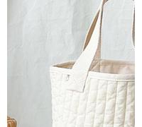 Pure Cotton Baby Bottle Storage Bag Bucket Shape Diaper Caddy Organizer for Stroller Large Capacity Adorable Embroidery Infant Essentials (Small Tulip Pattern)