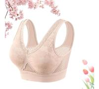 Pure Cotton Buttonless Comfy Lifting Shaping Bras, Breathable Mesh Soft Lightweight Bra, Wireless Seamless Mesh Cotton Bras (Skin,XL)