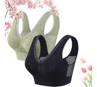 Pure Cotton Buttonless Comfy Lifting Shaping Bras, Breathable Mesh Soft Lightweight Bra, Wireless Seamless Mesh Cotton Bras (B,XL)