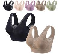 Pure Cotton Buttonless Comfy Lifting Shaping Bras, Breathable Mesh Soft Lightweight Bra, Wireless Seamless Mesh Cotton Bras (H,XL)
