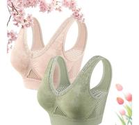 Pure Cotton Buttonless Comfy Lifting Shaping Bras, Breathable Mesh Soft Lightweight Bra, Wireless Seamless Mesh Cotton Bras (A,3XL)