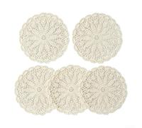 Pure Cotton Crochet Table Mat Round 25cm for beige Pure Cotton | pure cotton material, for soft touch, breathable texture, natural feel, machine washable safe