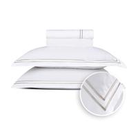 Pure Cotton Double Bedding Set 4-Piece - 100% Cotton Satin - Soft, Easy to Iron, Oeko-Tex - Duvet Cover 230 x 270 cm, Fitted Sheet 150 x 200 x 30 cm, Pillowcase 2 x 50 x 80 cm - Silhouette - Taupe