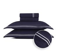 Pure Cotton Double Bedding Set 4-Piece - 100% Cotton Satin - Soft, Easy to Iron, Oeko-Tex - Duvet Cover 230 x 270 cm, Fitted Sheet 150 x 200 x 30 cm, Pillowcase 2 x 50 x 80 cm - Silhouette - White