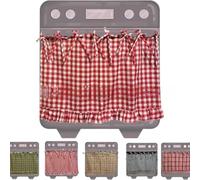 Pure Cotton Kitchen Oven Curtain 30in Wide Tie-On(Red and White)