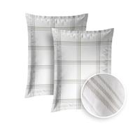 Pure Cotton Set of 2 Pillow Cases 50 x 70 cm - 100% Organic Cotton Satin, 80 Thread Count, 120 GSM Easy Iron - Soft, Safe, Free from Harms, Oeko-TEX Certified - Silhouette - White/Dark Blue