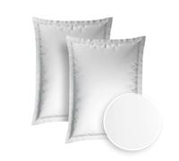 Pure Cotton Set of 2 pillowcases 50 x 70 cm - 100% organic cotton satin, 200 thread count, 120 g/m², easy to iron, soft, safe, no harmful substances, Oeko-Tex certified - Céleste - grey/white