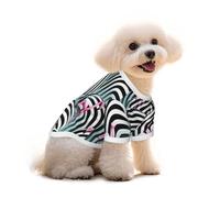 Pure Cotton T-Shirt for Pets - Soft Breathable Dog & Cat Shirt | All-Over Print Short Sleeve Tee for Small Dogs Puppy Boy Girl | Summer Cooling Pet Clothing flamingo S