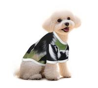 Pure Cotton T-Shirt for Pets - Soft Breathable Dog & Cat Shirt | All-Over Print Short Sleeve Tee for Small Dogs Puppy Boy Girl | Summer Cooling Pet Clothing Alert Skunk S