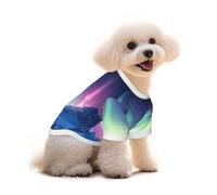 Pure Cotton T-Shirt for Pets - Soft Breathable Dog & Cat Shirt | All-Over Print Short Sleeve Tee for Small Dogs Puppy Boy Girl | Summer Cooling Pet Clothing Northern Lights in the Andes Mountains L