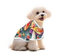 Pure Cotton T-Shirt for Pets - Soft Breathable Dog & Cat Shirt | All-Over Print Short Sleeve Tee for Small Dogs Puppy Boy Girl | Summer Cooling Pet Clothing Fantasy Mushroom Land L