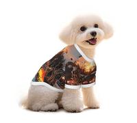 Pure Cotton T-Shirt for Pets - Soft Breathable Dog & Cat Shirt | All-Over Print Short Sleeve Tee for Small Dogs Puppy Boy Girl | Summer Cooling Pet Clothing Fish Sunset Glow L