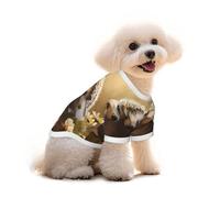 Pure Cotton T-Shirt for Pets - Soft Breathable Dog & Cat Shirt | All-Over Print Short Sleeve Tee for Small Dogs Puppy Boy Girl | Summer Cooling Pet Clothing Cozy Hedgehog Pair M