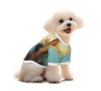 Pure Cotton T-Shirt for Pets - Soft Breathable Dog & Cat Shirt | All-Over Print Short Sleeve Tee for Small Dogs Puppy Boy Girl | Summer Cooling Pet Clothing A vibrant river L