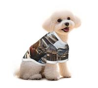 Pure Cotton T-Shirt for Pets - Soft Breathable Dog & Cat Shirt | All-Over Print Short Sleeve Tee for Small Dogs Puppy Boy Girl | Summer Cooling Pet Clothing Docking at the port of the giant ship S