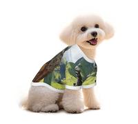 Pure Cotton T-Shirt for Pets - Soft Breathable Dog & Cat Shirt | All-Over Print Short Sleeve Tee for Small Dogs Puppy Boy Girl | Summer Cooling Pet Clothing Knight Mountain Vista S