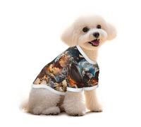 Pure Cotton T-Shirt for Pets - Soft Breathable Dog & Cat Shirt | All-Over Print Short Sleeve Tee for Small Dogs Puppy Boy Girl | Summer Cooling Pet Clothing Football Blast L