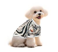 Pure Cotton T-Shirt for Pets - Soft Breathable Dog & Cat Shirt | All-Over Print Short Sleeve Tee for Small Dogs Puppy Boy Girl | Summer Cooling Pet Clothing White Tiger L