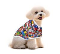 Pure Cotton T-Shirt for Pets - Soft Breathable Dog & Cat Shirt | All-Over Print Short Sleeve Tee for Small Dogs Puppy Boy Girl | Summer Cooling Pet Clothing GlobalFlagsMosaic S