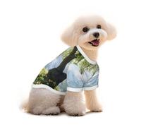 Pure Cotton T-Shirt for Pets - Soft Breathable Dog & Cat Shirt | All-Over Print Short Sleeve Tee for Small Dogs Puppy Boy Girl | Summer Cooling Pet Clothing Green Path Serenity L