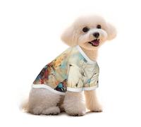 Pure Cotton T-Shirt for Pets - Soft Breathable Dog & Cat Shirt | All-Over Print Short Sleeve Tee for Small Dogs Puppy Boy Girl | Summer Cooling Pet Clothing Cosmic Geometry Dream S
