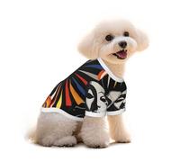 Pure Cotton T-Shirt for Pets - Soft Breathable Dog & Cat Shirt | All-Over Print Short Sleeve Tee for Small Dogs Puppy Boy Girl | Summer Cooling Pet Clothing Circus background, retro futurism M