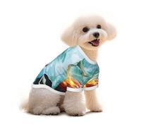 Pure Cotton T-Shirt for Pets - Soft Breathable Dog & Cat Shirt | All-Over Print Short Sleeve Tee for Small Dogs Puppy Boy Girl | Summer Cooling Pet Clothing Fire red Chinese Loong L