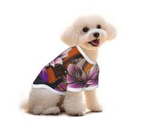 Pure Cotton T-Shirt for Pets - Soft Breathable Dog & Cat Shirt | All-Over Print Short Sleeve Tee for Small Dogs Puppy Boy Girl | Summer Cooling Pet Clothing Lotus flowers in the room L