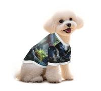 Pure Cotton T-Shirt for Pets - Soft Breathable Dog & Cat Shirt | All-Over Print Short Sleeve Tee for Small Dogs Puppy Boy Girl | Summer Cooling Pet Clothing Fierce animals in jungle rivers L
