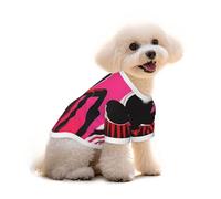 Pure Cotton T-Shirt for Pets - Soft Breathable Dog & Cat Shirt | All-Over Print Short Sleeve Tee for Small Dogs Puppy Boy Girl | Summer Cooling Pet Clothing Pink background spider L