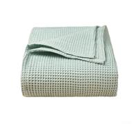 Pure Cotton Waffle Texture For honeycomb Mesh Throw Blanket for Living Room Sofa Bed Nap Use 110 x 70 cm (light green)