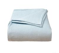 Pure Cotton Waffle Texture For honeycomb Mesh Throw Blanket for Living Room Sofa Bed Nap Use 110 x 70 cm (light blue)