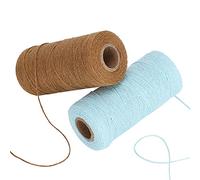 Pure Cotton Yarn Thread, 2 Rolls, 8/4 Warp, Brown and Light Blue - Tensile, Colorfast, Ideal for Knitting and Carpet Making