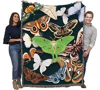 Pure Country Weavers Moths Emerald Blanket - Gift Tapestry Throw Woven from Cotton - Made in The USA (72x54)
