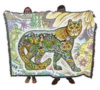 Pure Country Weavers | Mountain Lion Spirit Animal Woven Tapestry Blanket with Fringe by Sue Coccia Cotton USA Cotton USA 72x54