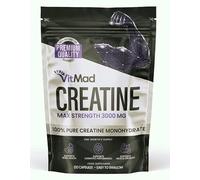 Pure Creatine Monohydrate Powder Capsules 3000mg - 120-200 Micronised Mesh - 1 Month Supply 4 per Serving Vegan Friendly