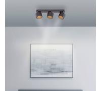PURE Cup LED downlight, black, length 56 cm, metal, 3-bulb
