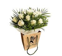 Pure Delight White Roses Bouquet - Fresh Cut Flowers for Autumn, Birthdays, Anniversaries, Bridal, Get Well, Thank You, Sympathy, Celebrate Occasions - Seasonal Floral Arrangement