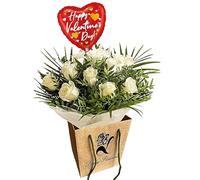 Pure Delight White Roses Bouquet - Fresh Cut Flowers for Birthdays, Anniversaries, Bridal, Get Well, Thank You, Sympathy, Celebrate Occasions - Seasonal Arrangement (valentine's day)