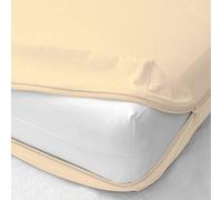 Pure Dreams 100% Egyptian Cotton 1 Piece Zipper Fitted Sheet, Deep Pocket of (30 Cm) Soft Mattress Protector, 400TC-Ivory Solid, Superking 180 x 200 Cm