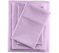 Pure Dreams 1000 Thread Count, Bed Sheet Set 4 Piece- Fitted Sheet (38 CM) Deep Pocket, Flat Sheet & 2 Pillowcases- 100% Egyptian Cotton- Hotel Quality- Lavender Solid,Super King Size.
