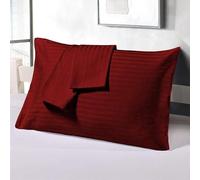 Pure Dreams 4 Pack 400 Thread Count 100% Egyptian Cotton Pillow Cases, Super Soft Cozy and Breathable Envelope Closure Pillowcases-Burgundy Stripe (50x75 cm)