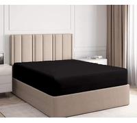 Pure Dreams Egyptian Cotton Single Fitted Sheets Breathable, Wrinkle free 35cm Deep Pocket, 600 Thread Count Bottom Sheets Only- Super Soft and Cozy-Black Solid