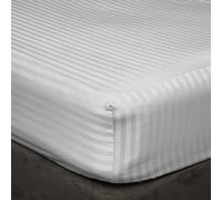 Pure Dreams Emperor Fitted Bed Sheet, 45cm Deep Pocket, 100% Egyptian Cotton, Soft Warm Bottom Sheet 3 PC Set, 450 TC, Ultrasoft & Easy Care-Light Grey Stripe