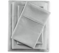 Pure Dreams Single Size Bed Sheet- 5 Piece Set- Fitted Sheet, Flat Sheet, Duvet Cover & 2 Pillowcases- (35 cm) Deep Pocket- 100% Cotton- 400 TC-Light Grey Solid, Double Size