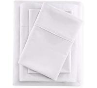 Pure Dreams Single Size Bed Sheet- 5 Piece Set- Fitted Sheet, Flat Sheet, Duvet Cover & 2 Pillowcases- (35 cm) Deep Pocket- 100% Cotton- 400 TC-White Solid, Double Size