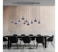 PURE E-Infinity LED hanging light, grey/smoke grey, 198 cm, 10-bulb